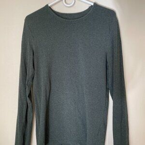 H&M Mens Heathered Green Crewneck long sleeve T-shirt, medium